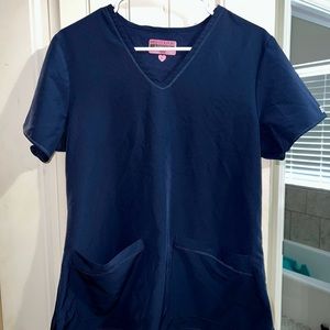 Med Couture LG navy blue scrub top